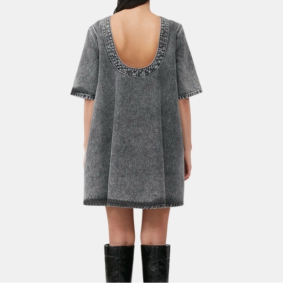 GANNI Snow Washed Denim A-line Mini Dress - Picture 3 of 3